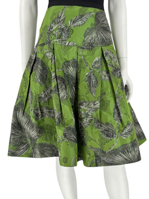 Oscar de la Renta Green Floral Silk Skirt – Fall 2008 - Size 16