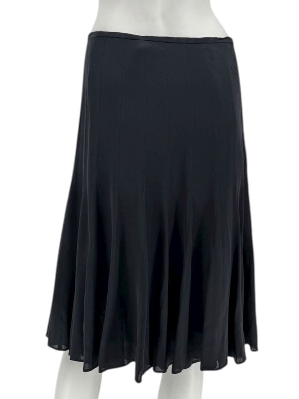 Armani Collezioni Black Silk A-Line Flounce Skirt –Size: 12