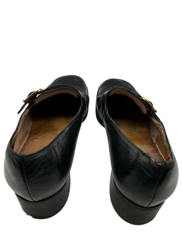 CHANEL CC Leather Buckle Shoes – Size 40 – Black