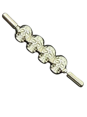 Unbranded Silver-Tone Four-Skull Tie Bar / Brooch – Excellent Preowned Condition