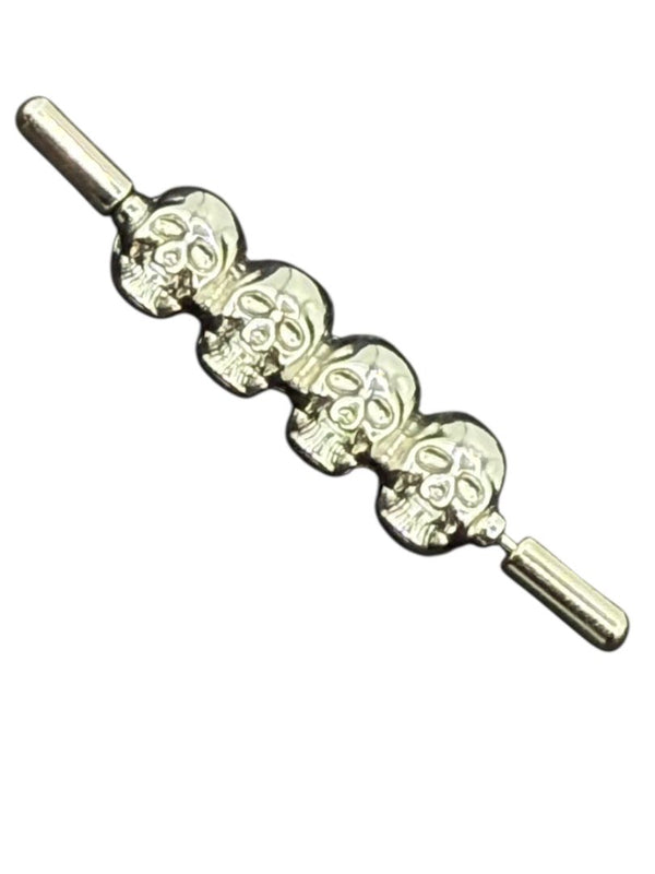 Unbranded Silver-Tone Four-Skull Tie Bar / Brooch – Excellent Preowned Condition