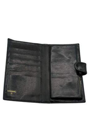 CHANEL Vintage Patent Leather CC Long Wallet – Black