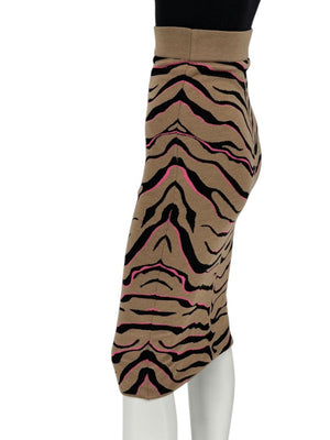 Stella McCartney Tan & Black Tiger-Stripe Knit Pencil Skirt – Size 34