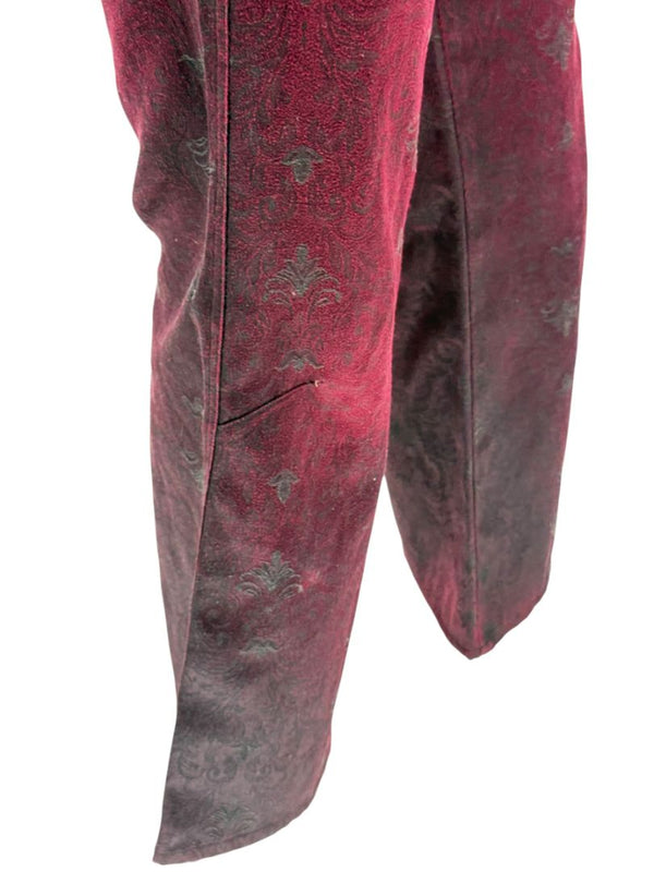 Custo Barcelona Women’s Burgundy Baroque-Print Denim-Style Pants – Size 4