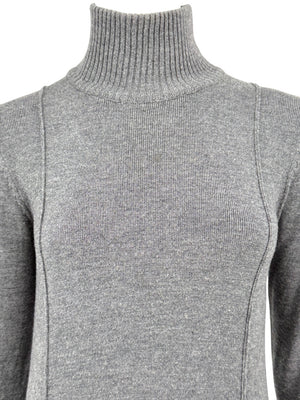 Burberry Sport Grey Wool Zip-Detail Turtleneck Sweater – Size: XS
