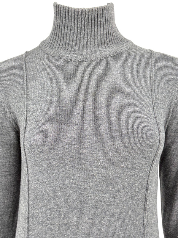Burberry Sport Grey Wool Zip-Detail Turtleneck Sweater – Size: XS