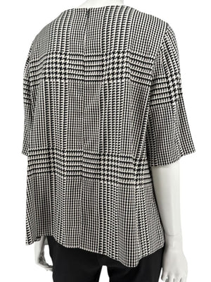 Escada Black & Ivory Houndstooth Knit Top – Size EU 44 (US 14)