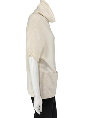 Loro Piana Ivory Cashmere & Silk Cowl-Neck Sweater – Size 44