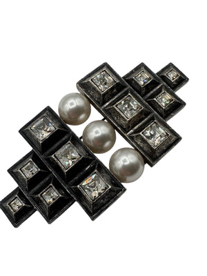 Lanvin Pearl and Crystal Brooch NIB