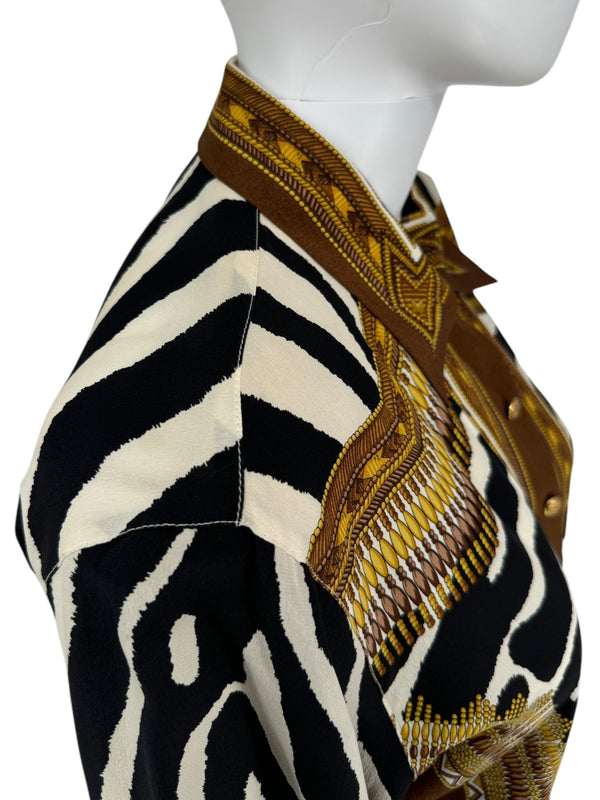 Escada Zebra Print Silk Blouse - Size 38