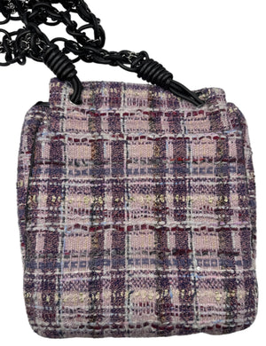 Chanel Lavender Tweed Camellia Large Flap Messenger Bag