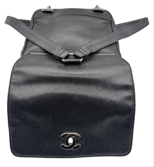 Chanel 1996-1997 Black Caviar Triple CC Backpack - Silver Hardware *RARE*