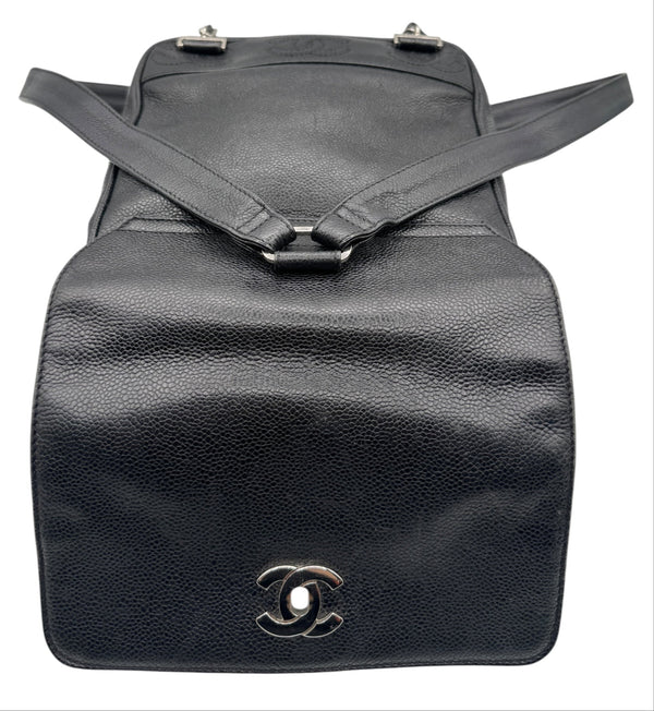 Chanel 1996-1997 Black Caviar Triple CC Backpack - Silver Hardware *RARE*