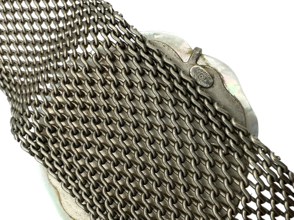 CHANEL Camellia with mesh silver choker collar.