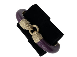 Chanel Enamel Lion Head Bracelet Purple Gold