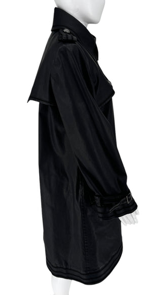 Chanel Spring 2015 Black Coated Cotton Trench Coat Size 10/42