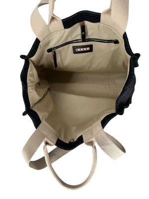 Marni Large Tote in Black raffia-effect fabric