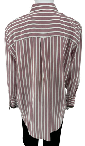 Brunello Cucinelli Silk NWT Striped Button-Up Shirt - Size L
