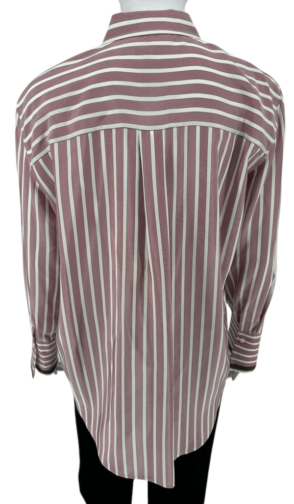 Brunello Cucinelli Silk NWT Striped Button-Up Shirt - Size L