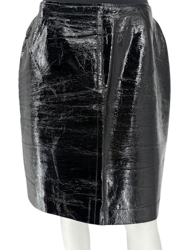Emanuel Ungaro Liberté Crinkled Patent Leather Skirt – Size 12/46