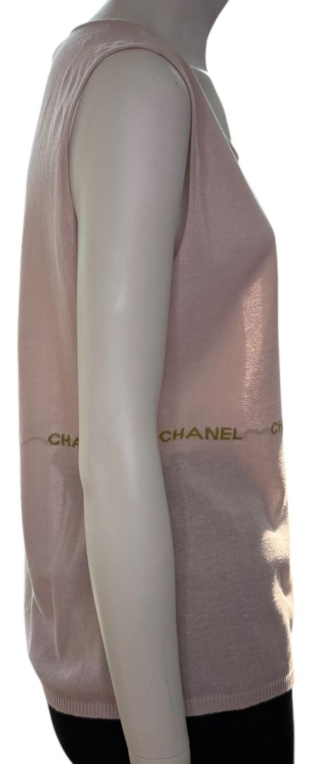 Chanel Pale Pink Cotton Logo Tank – Size FR 44 (US 10/12)