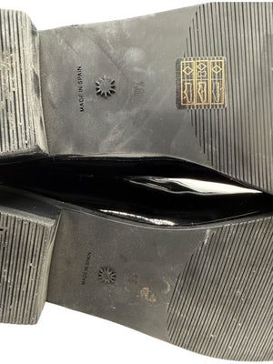 Stuart Weitzman 50/50 Over-the-Knee Boots in Black Patent Leather – Size 9.5