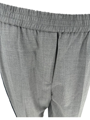 Brunello Cucinelli Charcoal Wool Trousers with Denim Side Stripe - Size 8