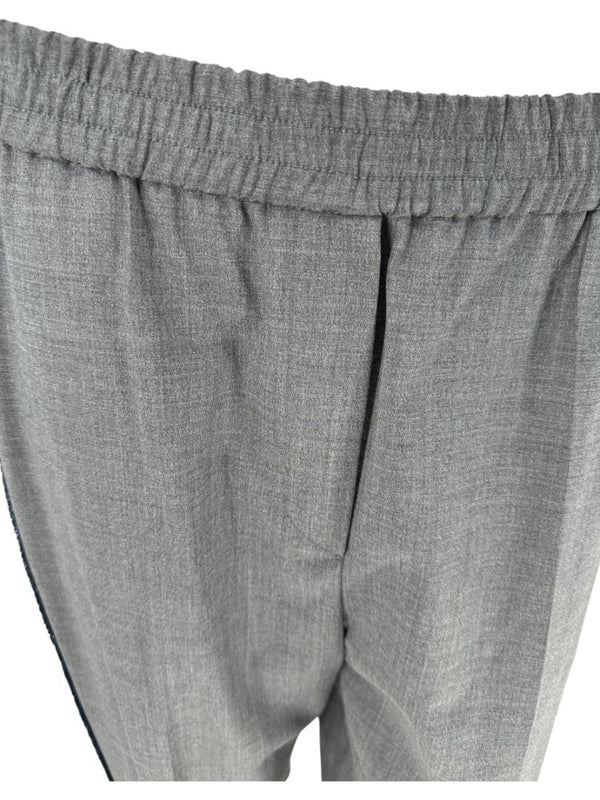 Brunello Cucinelli Charcoal Wool Trousers with Denim Side Stripe - Size 8