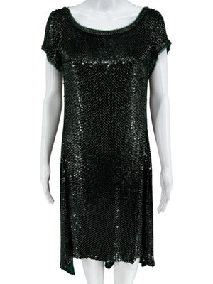 Pamella Roland Emerald Sequin Embellished Dress