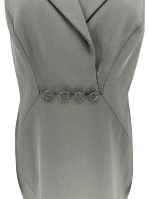 Pamella Roland Embellished Tuxedo-Inspired Sheath Dress