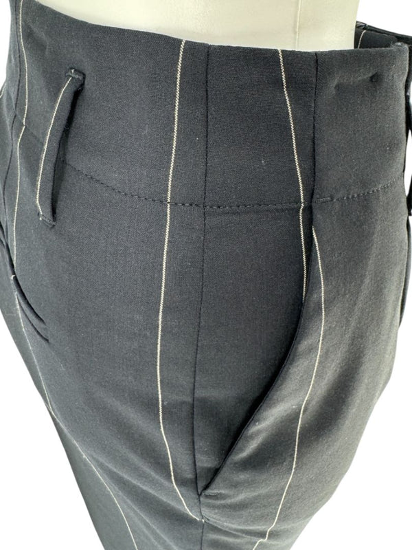 Brunello Cucinelli Navy Pinstripe Wool Pants with Belt - Size 8