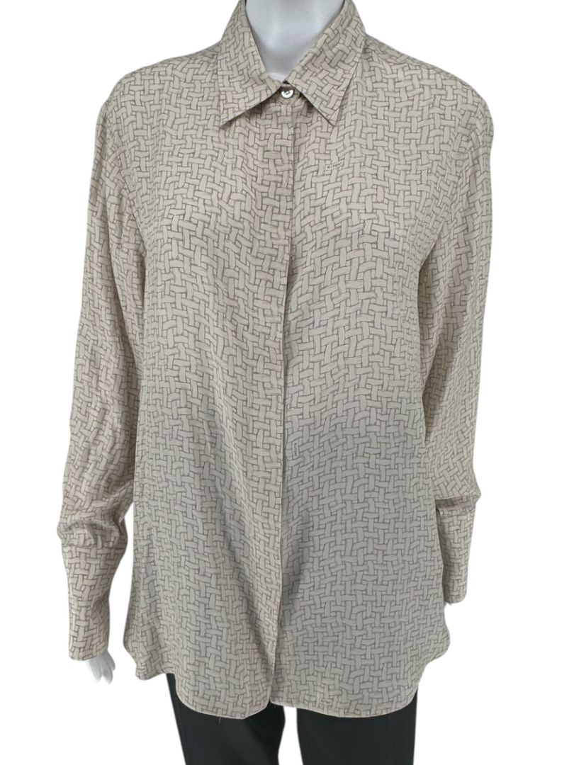 Kiton Woven Print Silk Blouse - L