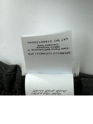 Brunello Cucinelli Charcoal Wool Trousers with Denim Side Stripe - Size 8