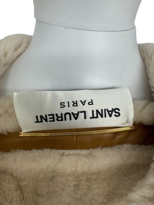 Saint Laurent Oversized Shearling Toggle Coat - Size 8