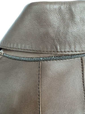 Brunello Cucinelli Chocolate Leather Belted Coat - Size 4