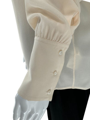 The Row Ivory Silk Button-Down Blouse - Size 6