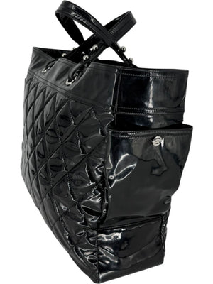 Chanel Paris-Biarritz XL Tote in Black Patent Vinyl