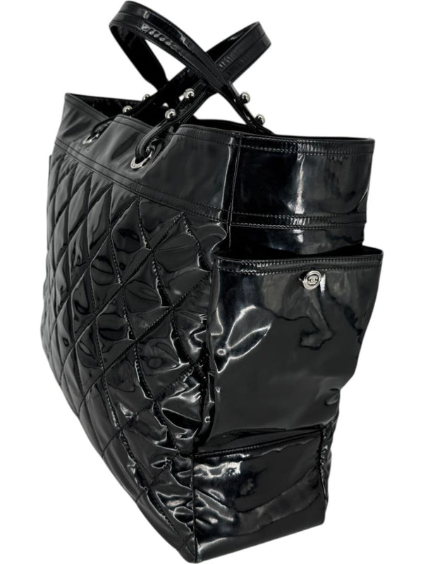 Chanel Paris-Biarritz XL Tote in Black Patent Vinyl