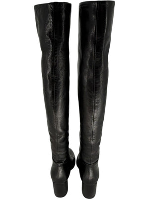 Prada Black Leather Knee-High Boots – Size 39.5