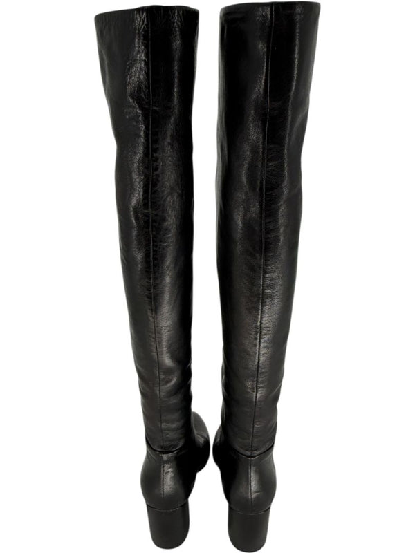 Prada Black Leather Knee-High Boots – Size 39.5
