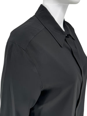 Sportmax Black Silk-Blend Concealed Placket Shirt – Size US 10 / IT 44
