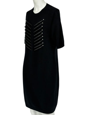 Louis Vuitton Black Cashmere Sweater Dress with Hardware Detail – Size L