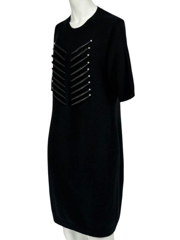Louis Vuitton Black Cashmere Sweater Dress with Hardware Detail – Size L