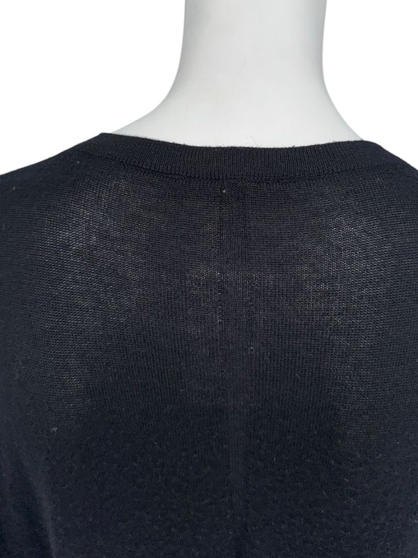The Row Black Cashmere & Silk V-Neck Tunic Sweater - Size S