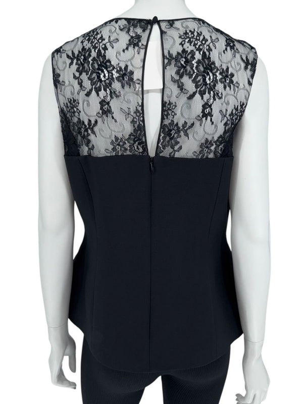 Christian Dior Black Lace-Trim Sleeveless Top – Size FR 44 (US 12)