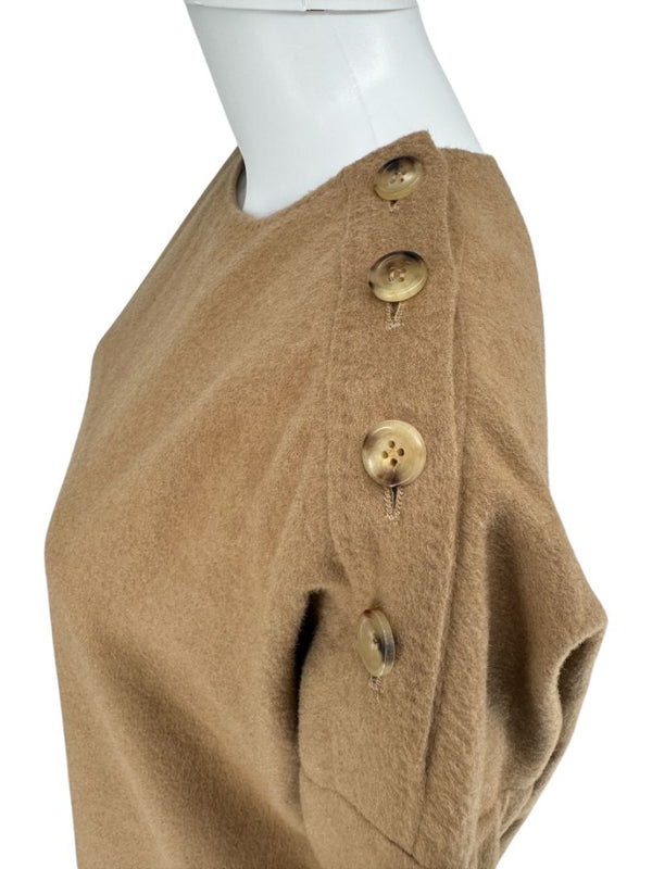 Max Mara Camel Wool Button-Shoulder Tunic Dress – Size US 6