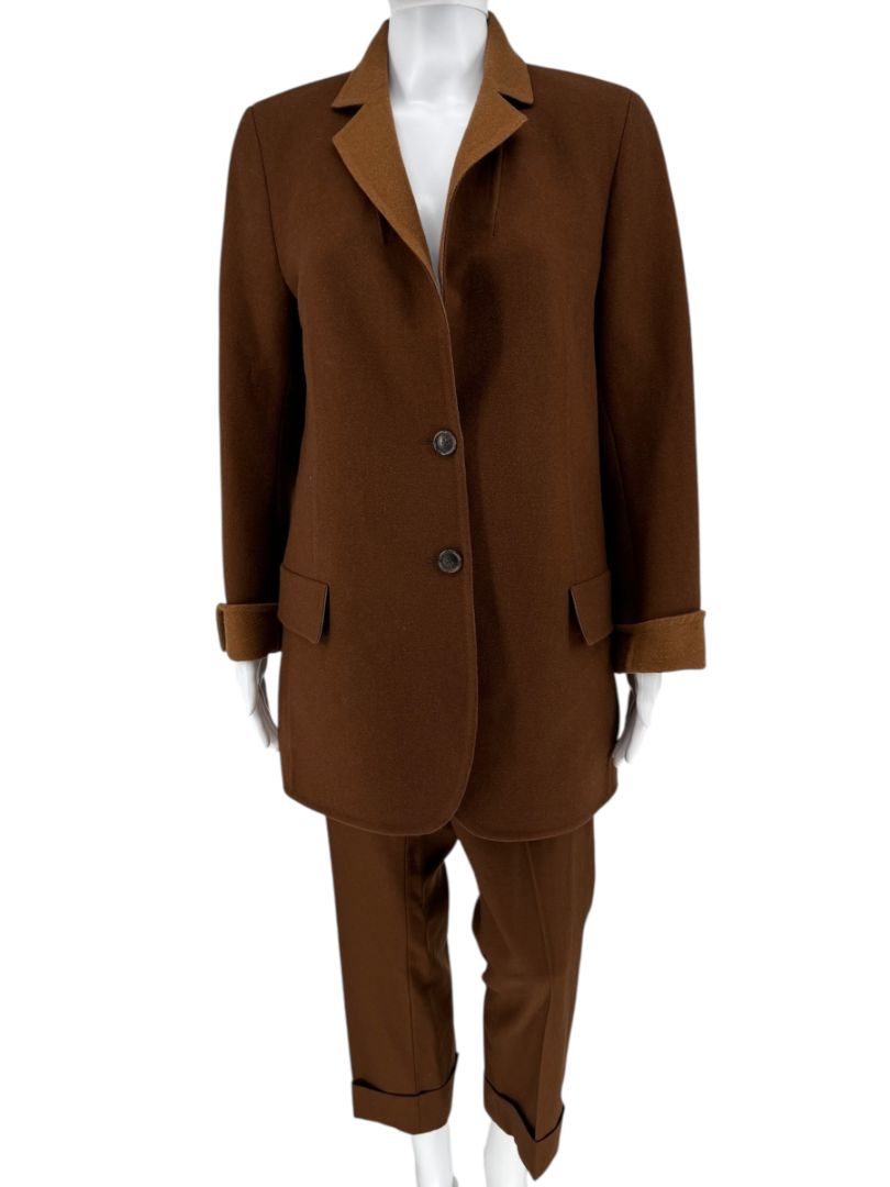 A-K-R-I-S- Camel Wool-Cashmere Blazer & Tapered Pant Suit – Size 10