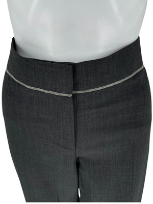 Brunello Cucinelli Charcoal Wool Trousers with MONILI Trim – Size IT 46 / US 10