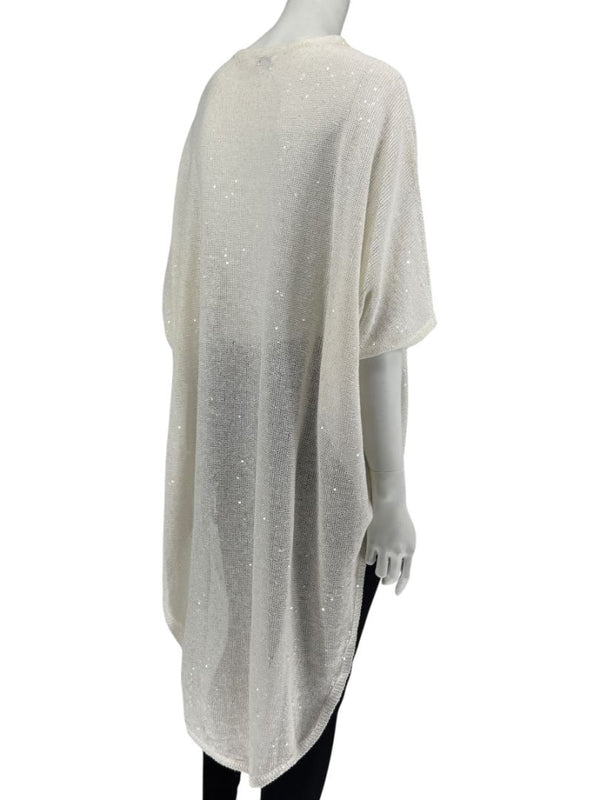 Brunello Cucinelli Ivory Hi-Low Sequin Knit Tunic – Size L