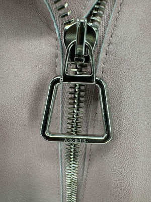 Akris Lamb Nappa Leather Moto Trench in Dusty Rose – Size 8